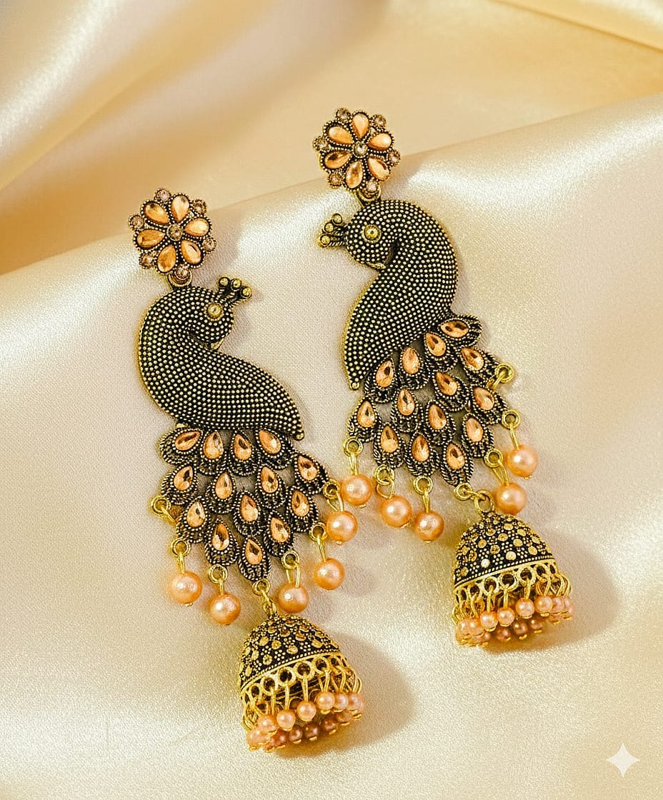 Best Imitation Jewellery Peacock Jhumka - Image 4
