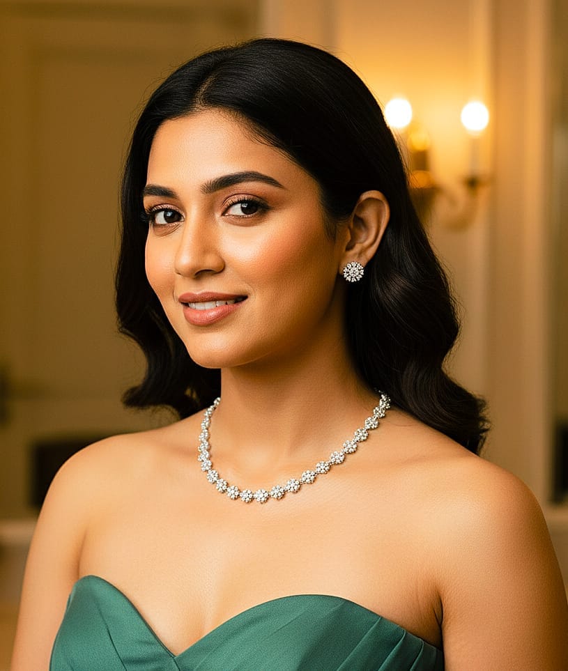 Best Imitation Jewellery Floral AD Necklace