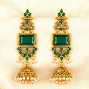 Emerald Jhumka Earrings
