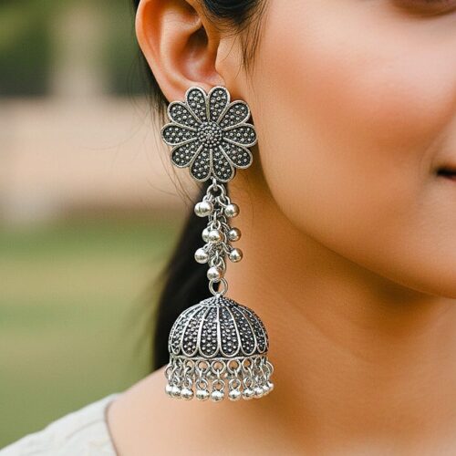 Silver Jhumkas